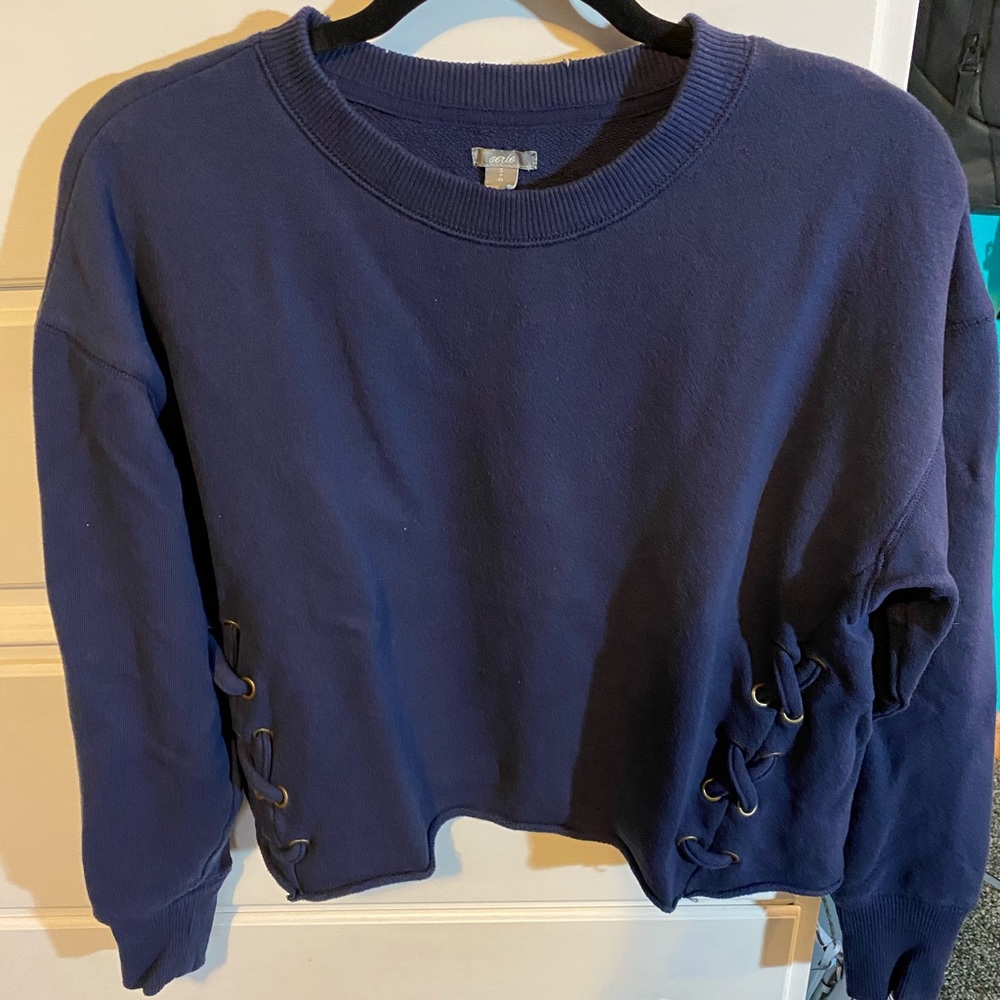 aerie cropped distressed sweatshirt